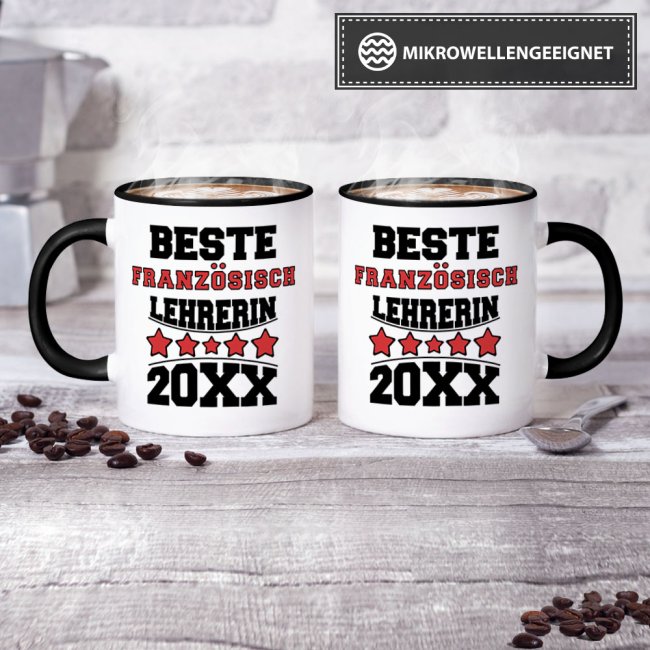 Tasse Beste Franz&ouml;sisch-Lehrerin Schwarz