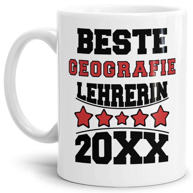 Tasse Beste Geografie-Lehrerin Weiss