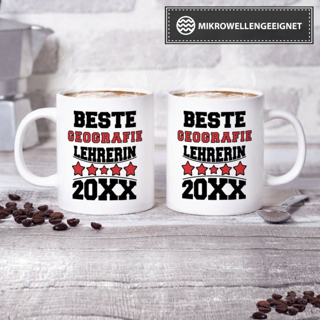Tasse Beste Geografie-Lehrerin Weiss