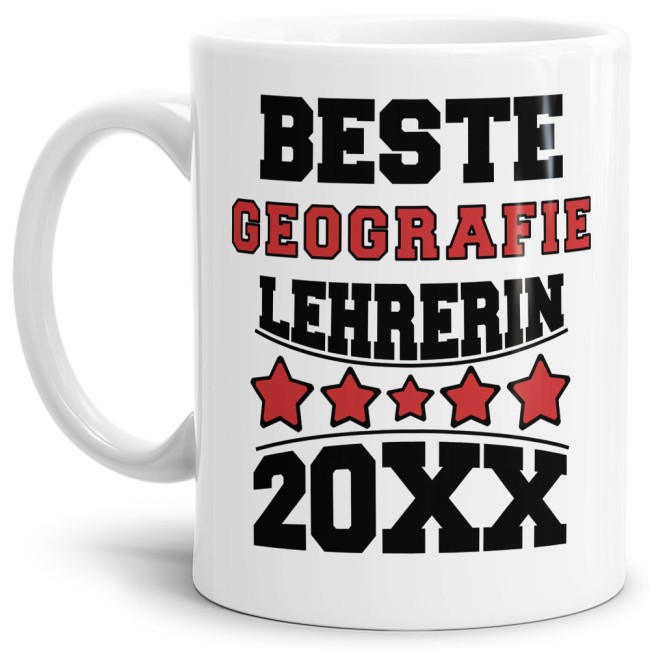 Tasse Beste Geografie-Lehrerin Weiss