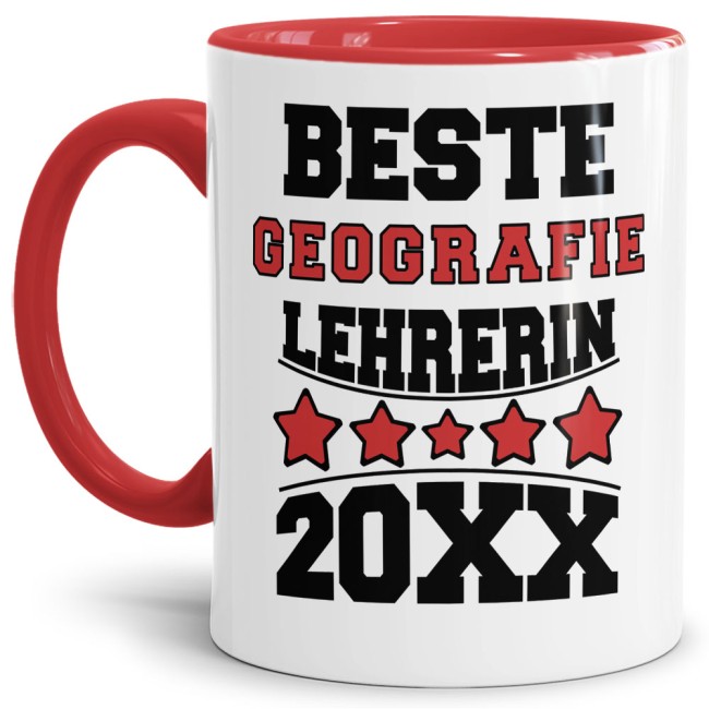 Tasse Beste Geografie-Lehrerin Rot