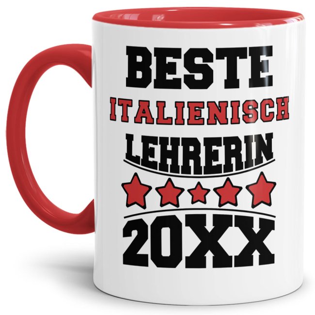Tasse Beste Italienisch-Lehrerin Rot