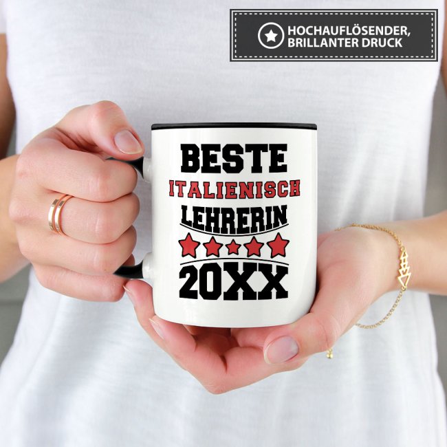 Tasse Beste Italienisch-Lehrerin Schwarz