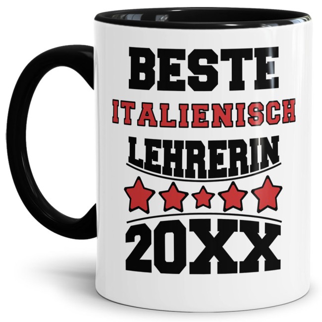 Tasse Beste Italienisch-Lehrerin Schwarz