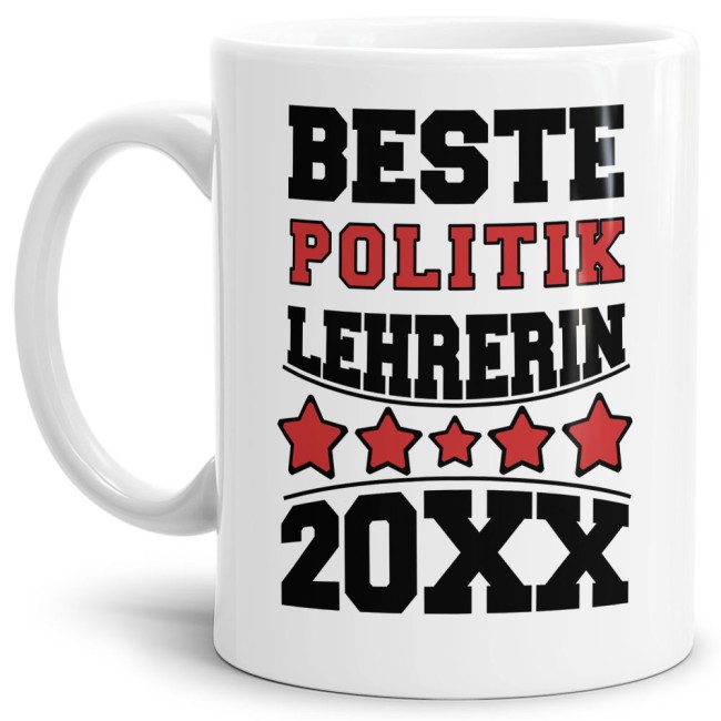 Tasse Beste Politik-Lehrerin Weiss