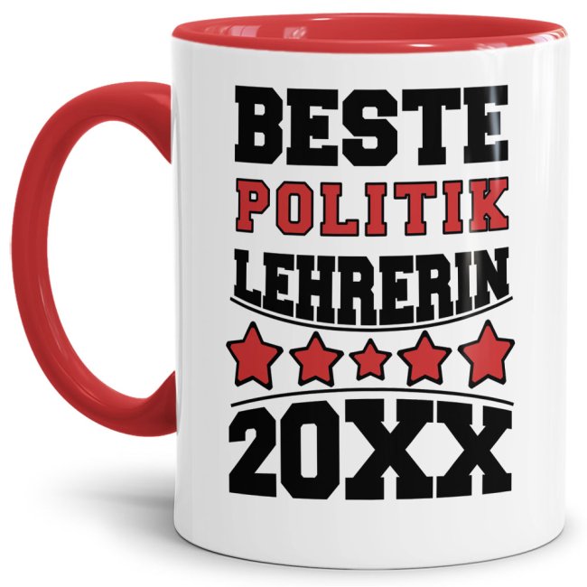 Tasse Beste Politik-Lehrerin Rot