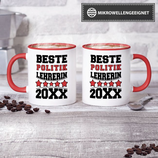 Tasse Beste Politik-Lehrerin Rot