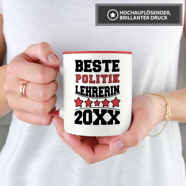Tasse Beste Politik-Lehrerin Rot