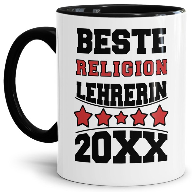 Tasse Beste Religions-Lehrerin Schwarz