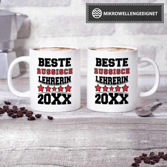 Tasse Beste Russisch-Lehrerin Weiss