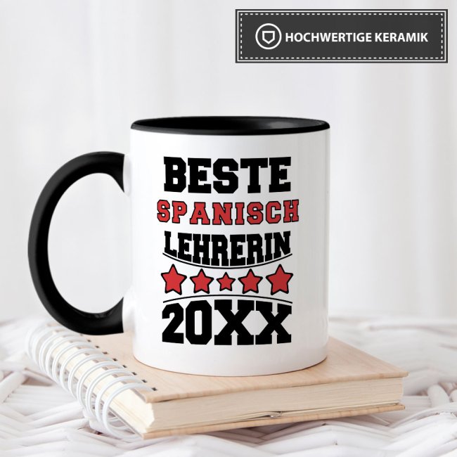 Tasse Beste Spanisch-Lehrerin Schwarz