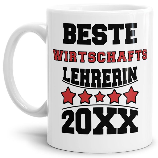 Tasse Beste Wirtschafts-Lehrerin Weiss