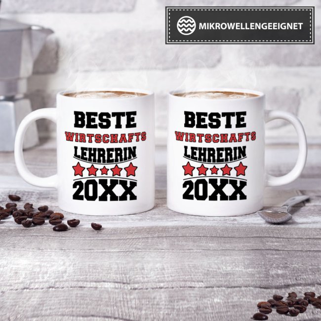 Tasse Beste Wirtschafts-Lehrerin Weiss
