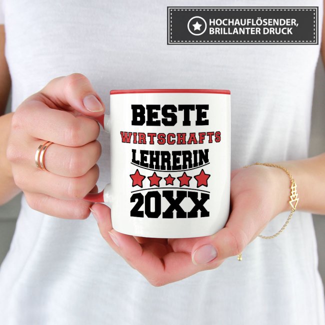 Tasse Beste Wirtschafts-Lehrerin Rot
