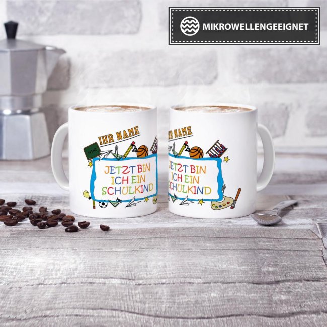 Tasse zur Einschulung - Jetzt bin ich ein Schulkind Weiss
