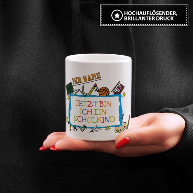 Tasse zur Einschulung - Jetzt bin ich ein Schulkind Weiss