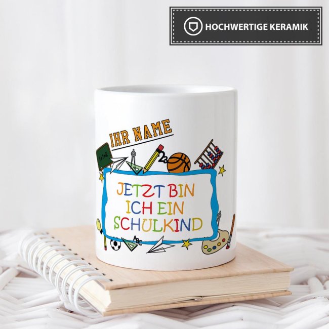 Tasse zur Einschulung - Jetzt bin ich ein Schulkind Weiss