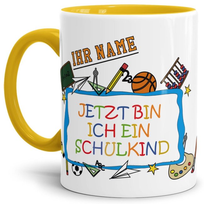 Tasse zur Einschulung - Jetzt bin ich ein Schulkind Gelb