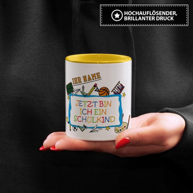Tasse zur Einschulung - Jetzt bin ich ein Schulkind Gelb