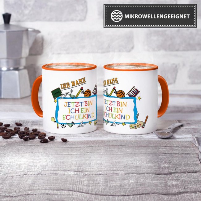 Tasse zur Einschulung - Jetzt bin ich ein Schulkind Orange