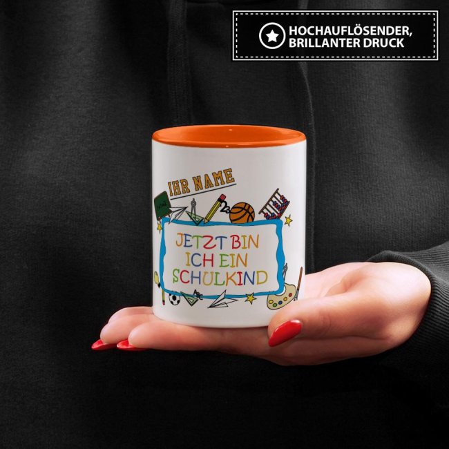 Tasse zur Einschulung - Jetzt bin ich ein Schulkind Orange