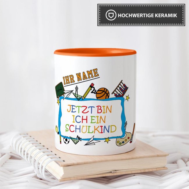 Tasse zur Einschulung - Jetzt bin ich ein Schulkind Orange