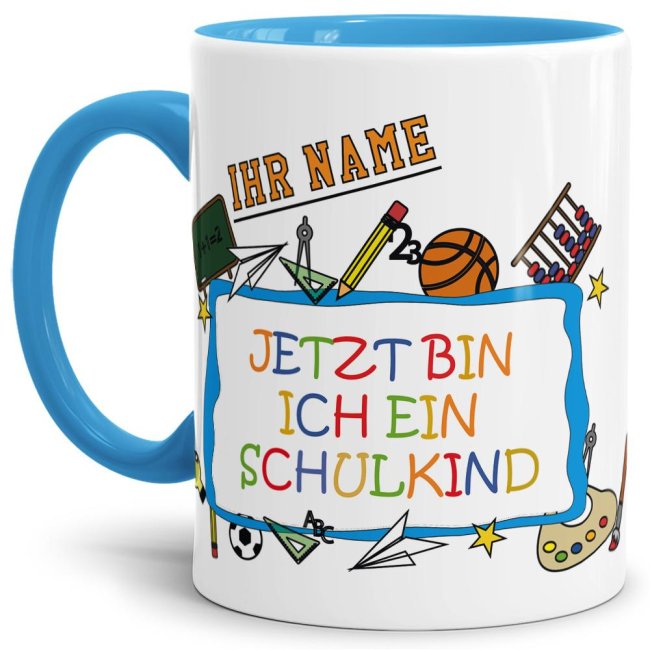 Tasse zur Einschulung - Jetzt bin ich ein Schulkind Hellblau
