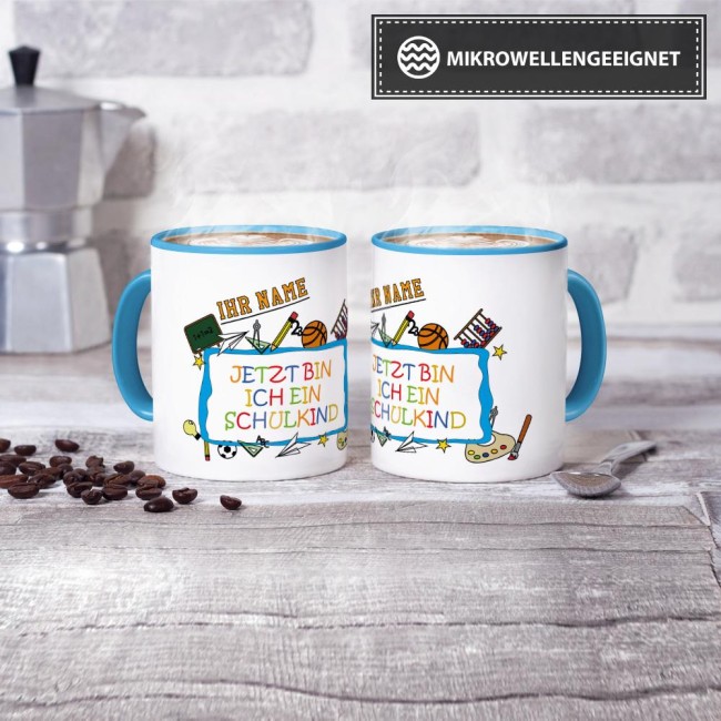 Tasse zur Einschulung - Jetzt bin ich ein Schulkind Hellblau