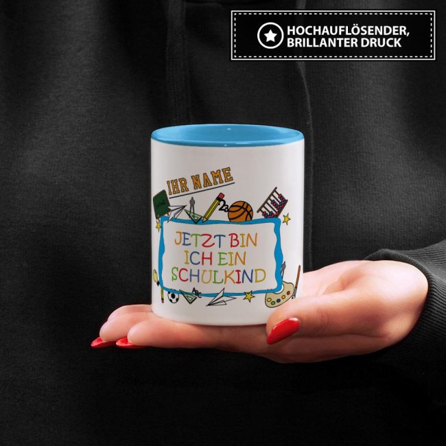 Tasse zur Einschulung - Jetzt bin ich ein Schulkind Hellblau
