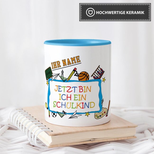 Tasse zur Einschulung - Jetzt bin ich ein Schulkind Hellblau