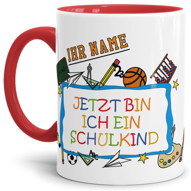Tasse zur Einschulung - Jetzt bin ich ein Schulkind Rot