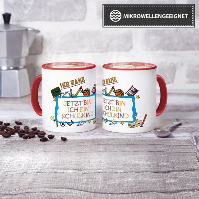 Tasse zur Einschulung - Jetzt bin ich ein Schulkind Rot