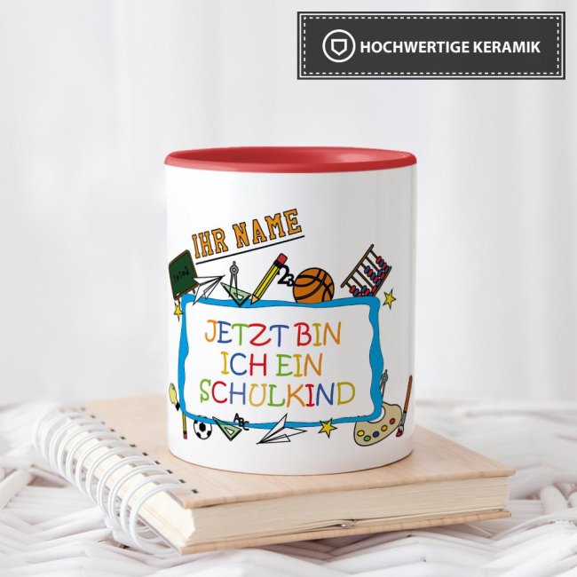 Tasse zur Einschulung - Jetzt bin ich ein Schulkind Rot