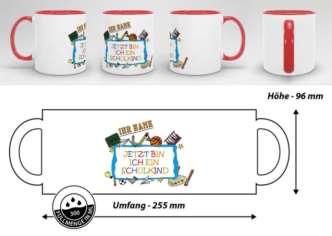 Tasse zur Einschulung - Jetzt bin ich ein Schulkind Rot