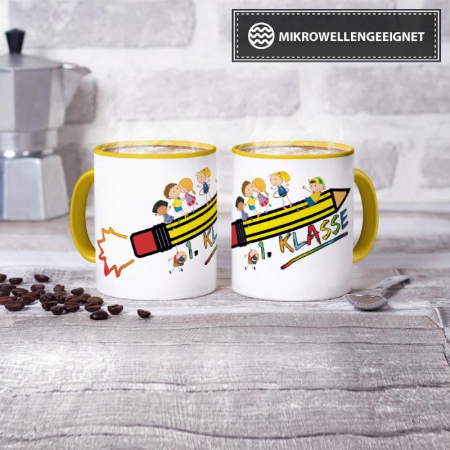 Tasse zur Einschulung - 1. Klasse Gelb