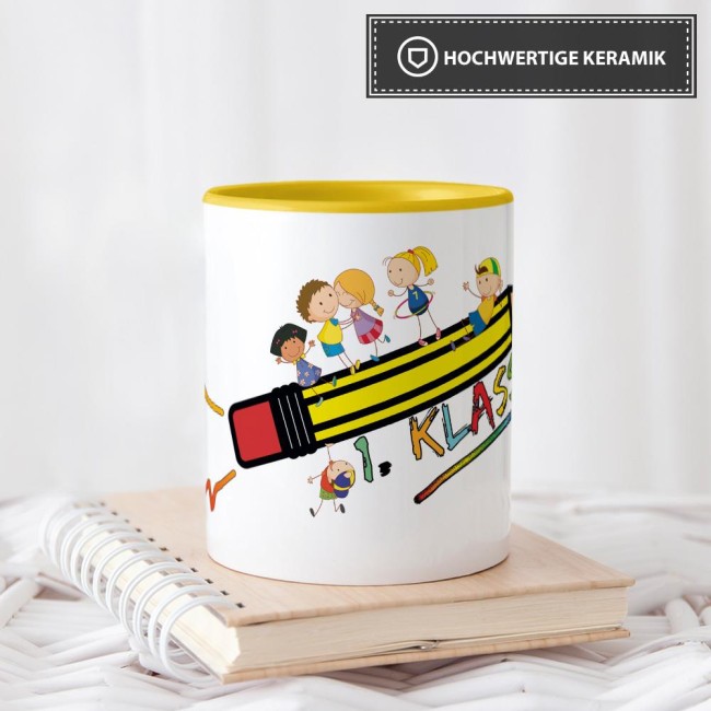 Tasse zur Einschulung - 1. Klasse Gelb