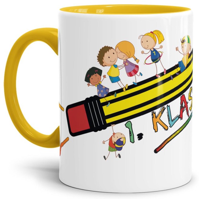 Tasse zur Einschulung - 1. Klasse Gelb