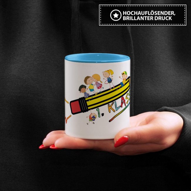 Tasse zur Einschulung - 1. Klasse Hellblau