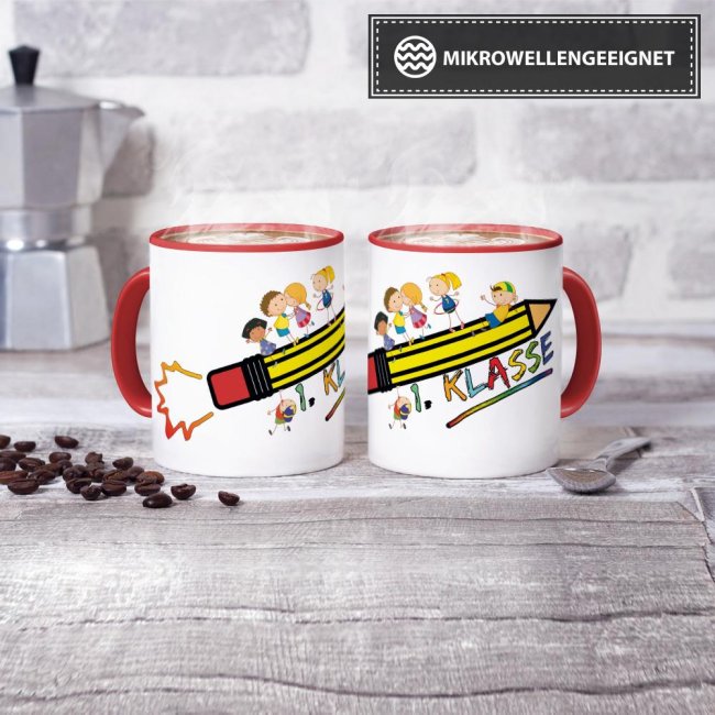 Tasse zur Einschulung - 1. Klasse Rot