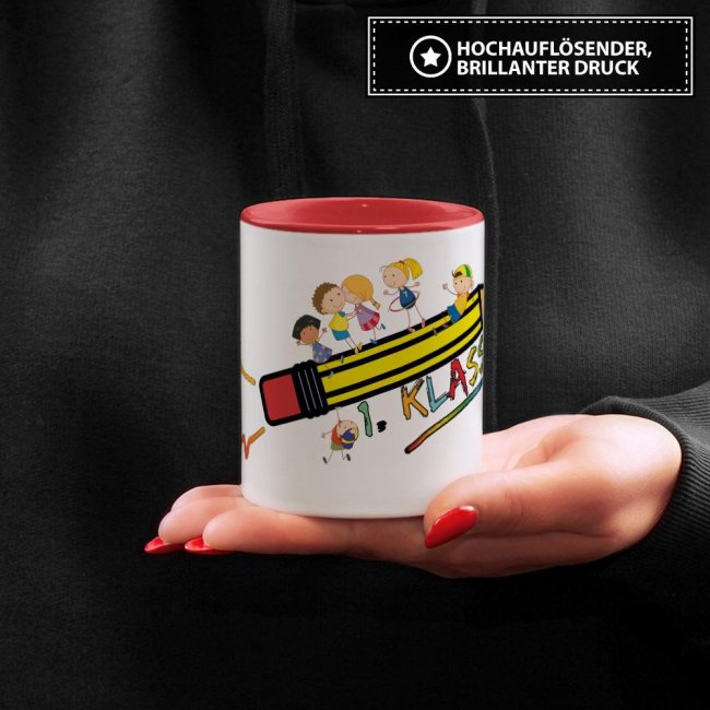Tasse zur Einschulung - 1. Klasse Rot
