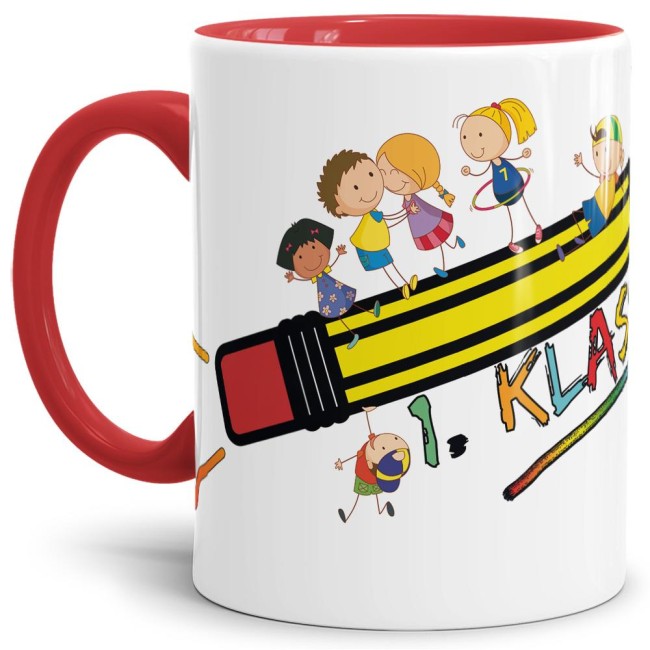 Tasse zur Einschulung - 1. Klasse Rot
