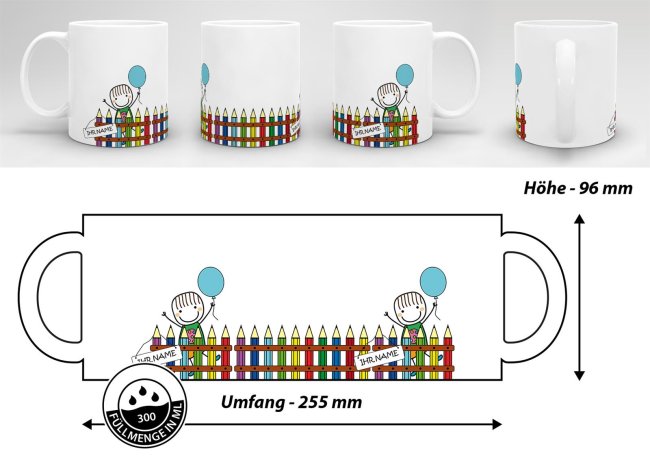 Tasse zur Einschulung - Einschulung Junge Weiss