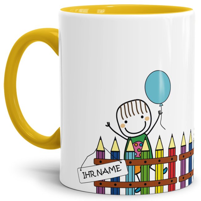 Tasse zur Einschulung - Einschulung Junge Gelb