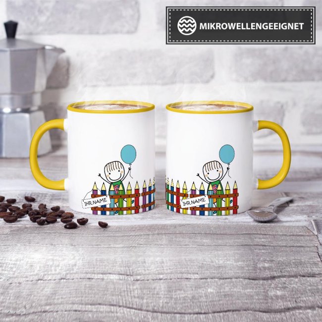 Tasse zur Einschulung - Einschulung Junge Gelb