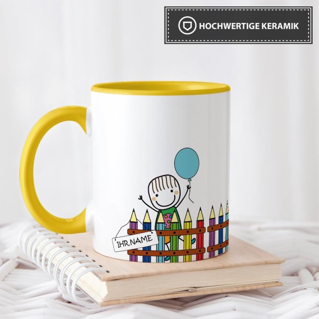 Tasse zur Einschulung - Einschulung Junge Gelb