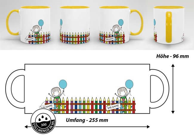 Tasse zur Einschulung - Einschulung Junge Gelb