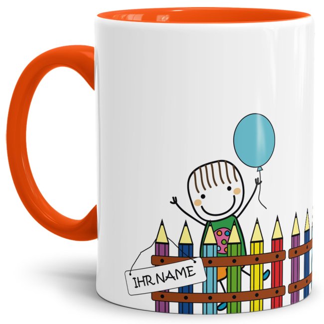 Tasse zur Einschulung - Einschulung Junge Orange
