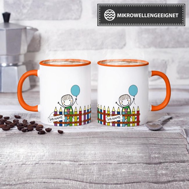 Tasse zur Einschulung - Einschulung Junge Orange