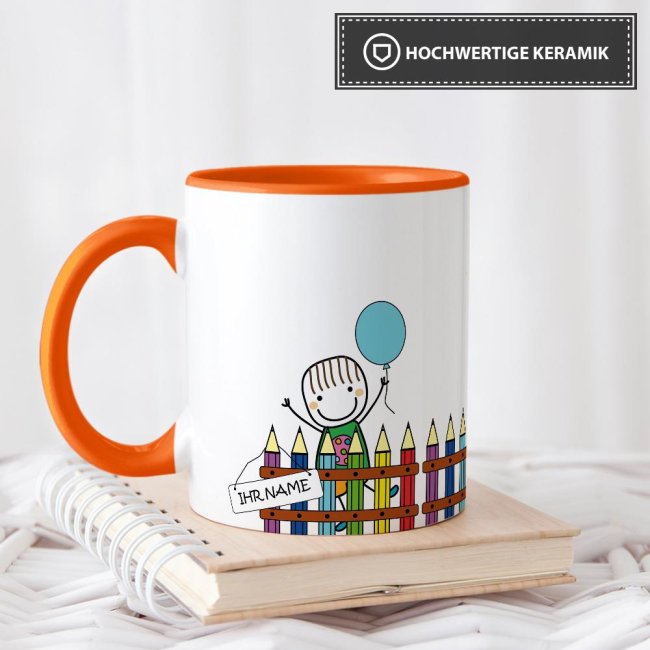 Tasse zur Einschulung - Einschulung Junge Orange