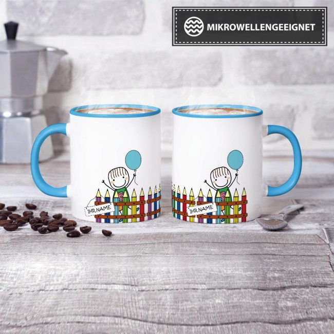 Tasse zur Einschulung - Einschulung Junge Hellblau